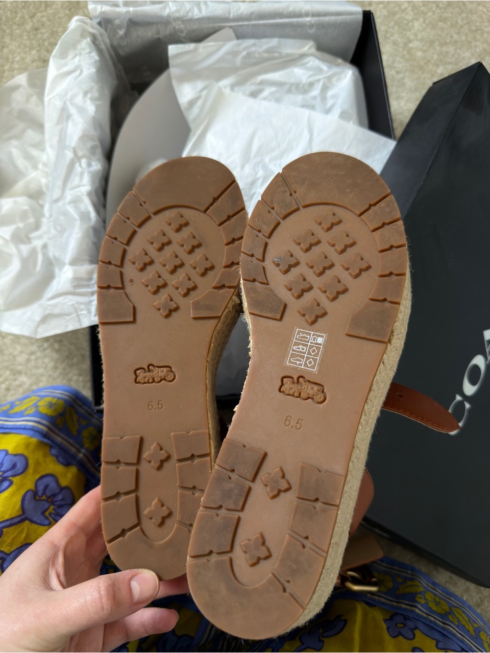 Coach Brown Wedge Sandals - Size 6.5 - Picture 2 of 4